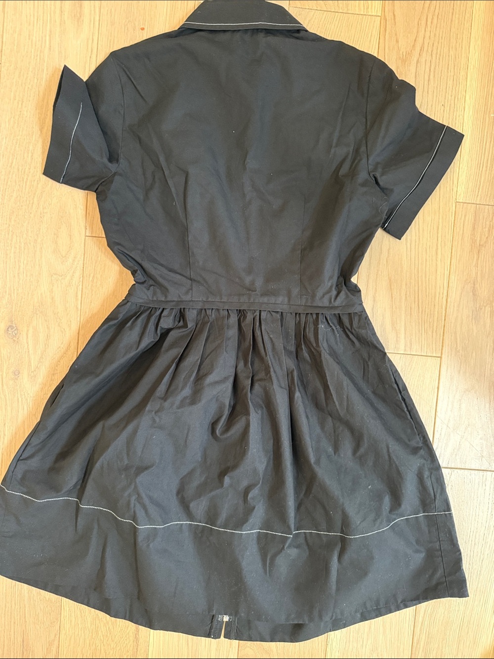 J. Crew Black Short Sleeve Zip-Front Fit-and-Flare Dress - Picture 7 of 7